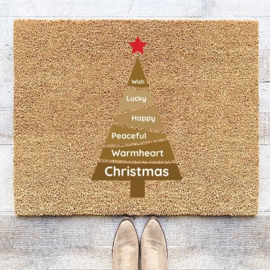 Minimalist Copper Brown Christmas Pine Coir Doormats