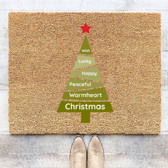 Minimalist Lime Green Christmas Pine Coir Doormats