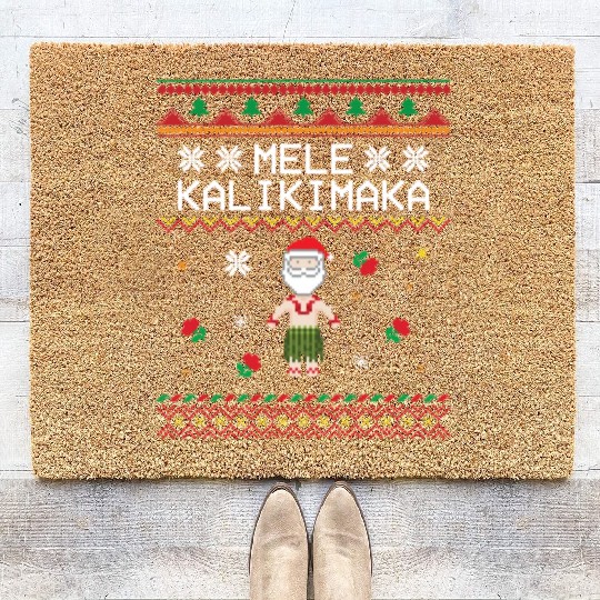 x27 Mele Kalikimaka x27 Great Christmas Pattern Coir Doormats