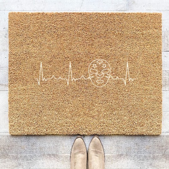 Wrestling Mask. Heart. Love. EKG. Pulse. Beat. Coir Doormats