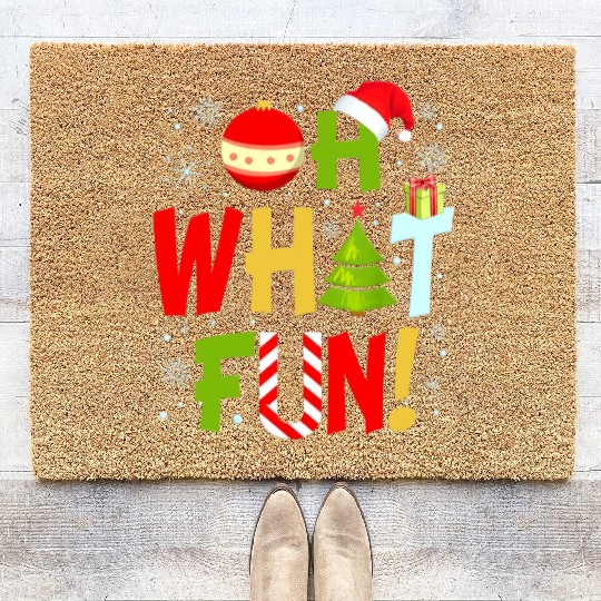 Oh What Fun Christmas Tree Christmas Pajamas Coir Doormats