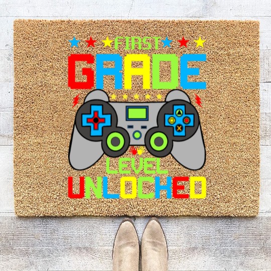 First Grade Level Unlocked Video Game Back To Scho Coir Doormats