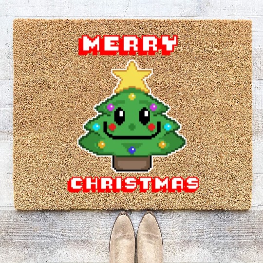 Merry Christmas I Xmas I 8 Bit Pixelated Coir Doormats