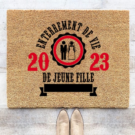Funny Wedding bride bachelorette party 2023 Coir Doormats