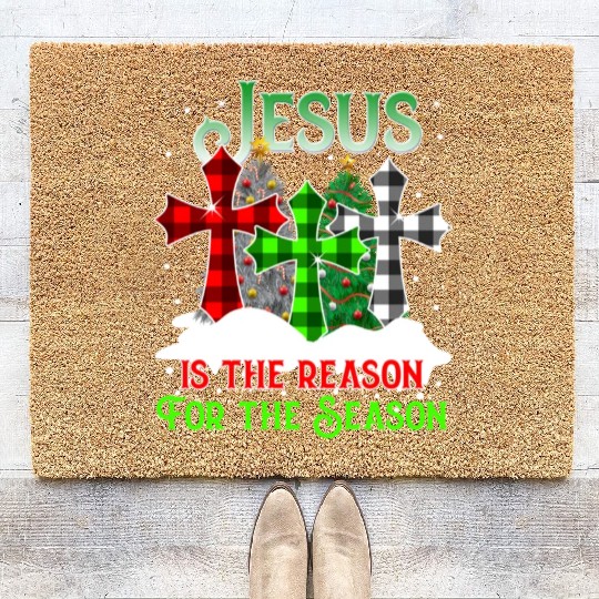 Jesus Is the Reason for the Season Holiday Christm Coir Doormats