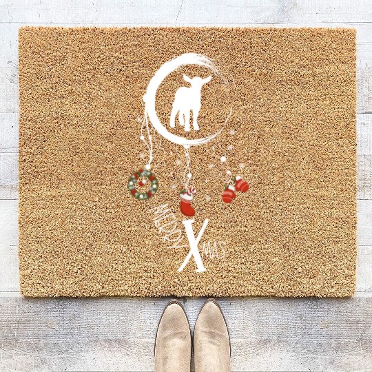 Winter dreamcatcher Christmas Lamb Coir Doormats