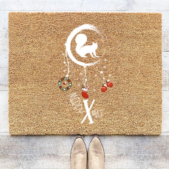 Winter dreamcatcher Christmas Squirrel Coir Doormats