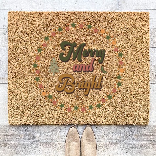 Merry And Bright Groovy Christmas Coir Doormats