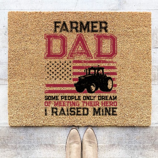 Farming Farmer Dad Father Tractor Coir Doormats
