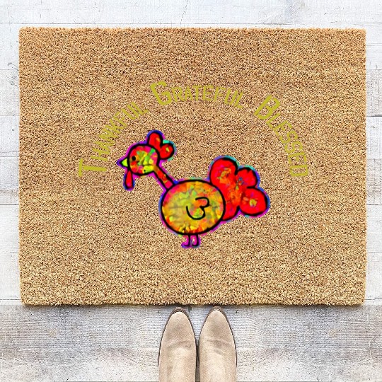 Thankful grateful blessed leopard Coir Doormats