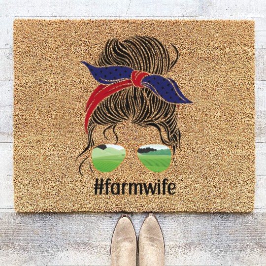 Farming Farmer Girl Wife Sun Coir Doormats