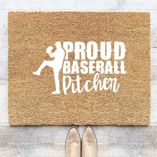 Proud Baseball Pitcher Hobby Sayings Player Coir Doormats