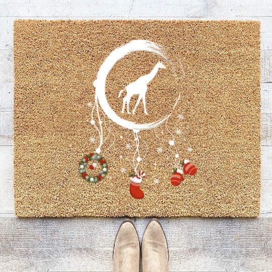 Winter dreamcatcher Christmas Giraffe Coir Doormats