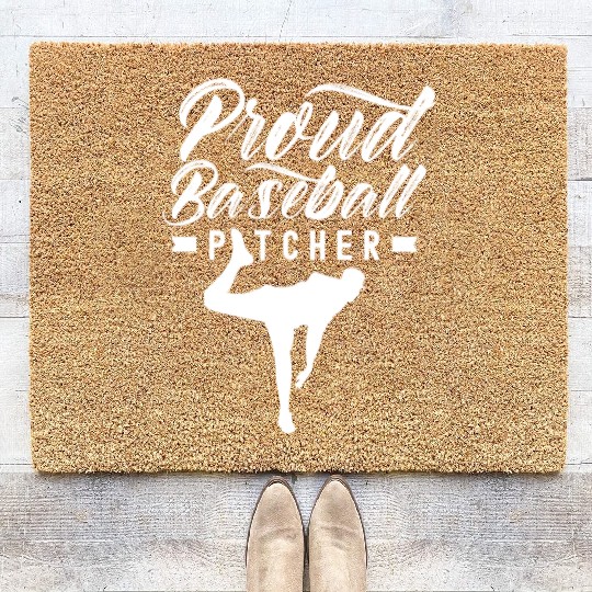 Proud Baseball Pitcher Hobby Player Sayings Coir Doormats