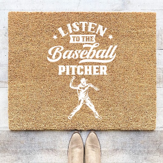Listen To The Baseball Pitcher Player Hobby Coir Doormats