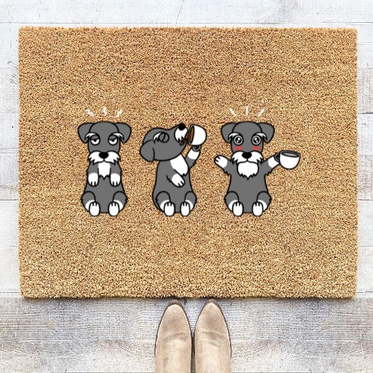 Schnauzer Coffee Lover Coir Doormats