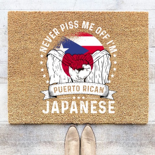 Puerto Rico Flag Japan Grown Funny Humor Coir Doormats