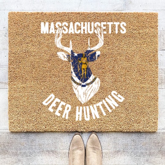 Massachusetts Deer Hunting Buck Stag Hunter Coir Doormats