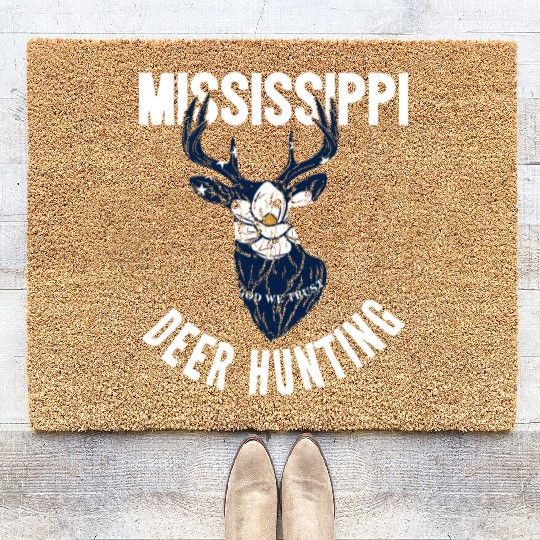 Mississippi Deer Hunting Buck Stag Hunter Coir Doormats