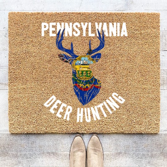 Pennsylvania Deer Hunting Buck Stag Hunter Coir Doormats