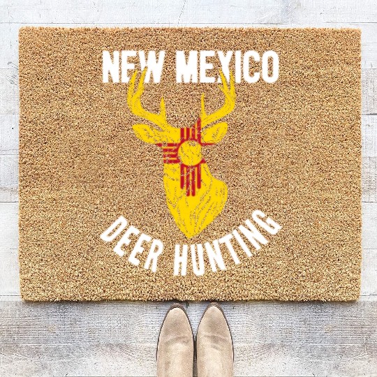 New Mexico Deer Hunting Buck Stag Hunter Coir Doormats