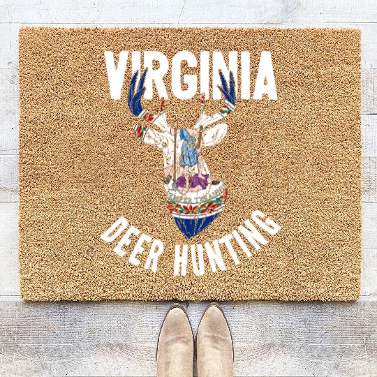 Virginia Deer Hunting Buck Stag Hunter Coir Doormats