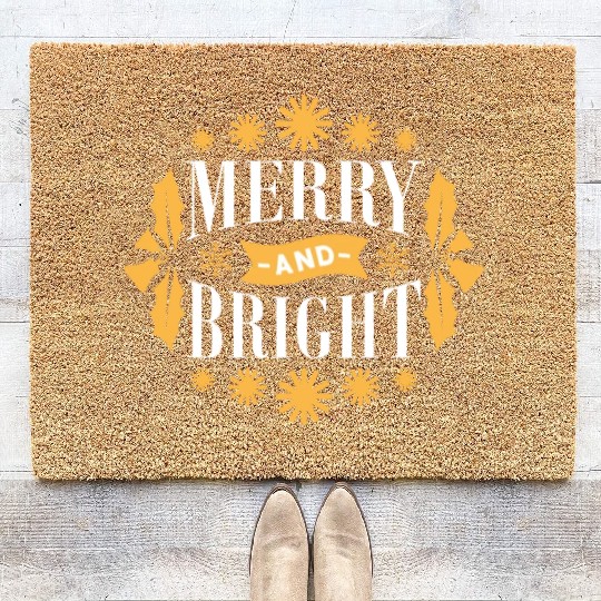 Merry And Bright Snowflakes Mistletoe Xmas Holiday Coir Doormats