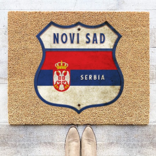 Novi Sad Serbia coat of arms flag design Coir Doormats
