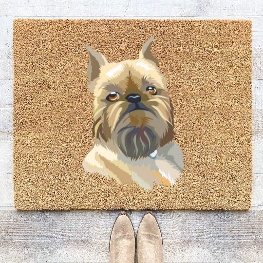Cute Brussels Griffon Dog Watercolor Painting Coir Doormats