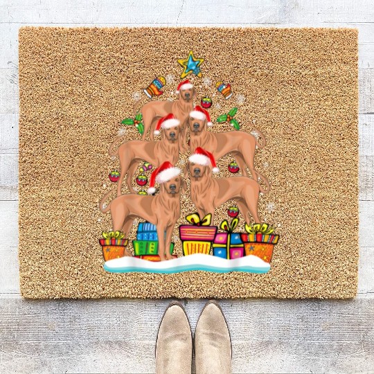 Corgi Christmas Santa Hat Dog Lover Xmas Coir Doormats