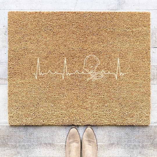 Water Polo Helmet. Heart. Love. EKG. Pulse. Beat. Coir Doormats