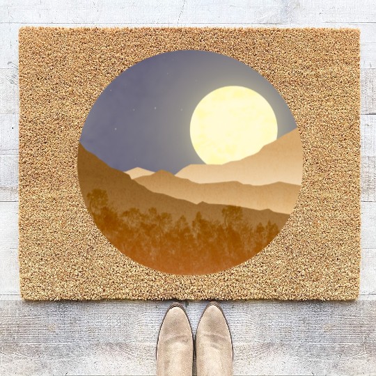 Nightscape with full moon Coir Doormats