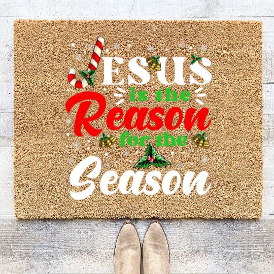Jesus Is The Reason For The Season Christmas Coir Doormats