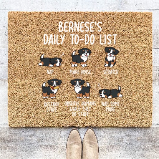 Bernese Mountain Dog Daily To Do List Coir Doormats