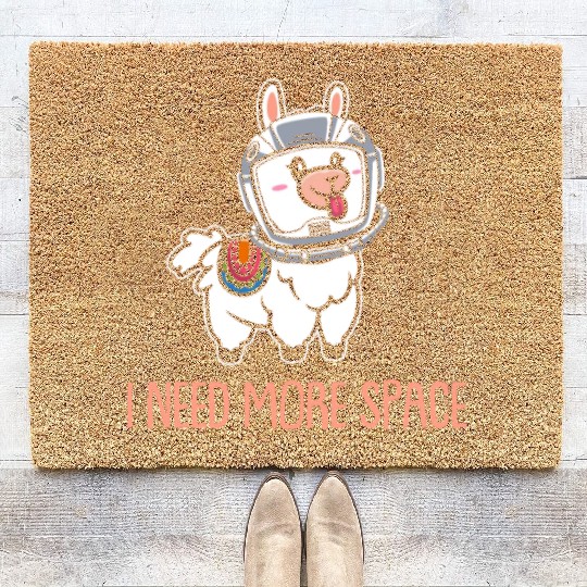 Llama Astronaut I Need More Space Coir Doormats