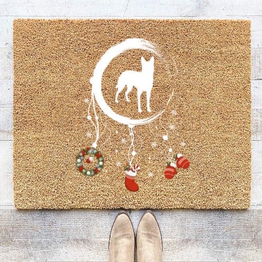 dog dreamcatcher Christmas Belgian Malinois Coir Doormats