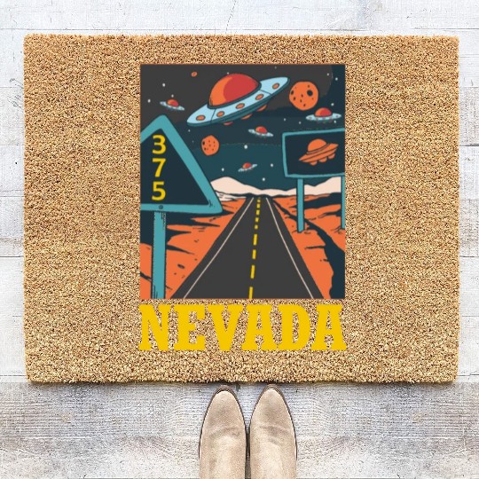 Nevada Highway UFO Science Alien Abduction United Coir Doormats