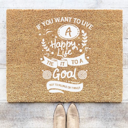 Goal Life Quotes Happy Positive Message Coir Doormats