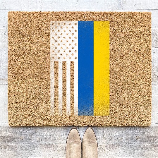 Ukraine Design for proud Ukrainian Americans Coir Doormats