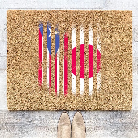 Puerto Rico Flag Japan Grown Country Flags Stripes Coir Doormats