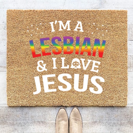 LGBT Gay Pride Lesbian I'm a Lesbian I Love Jesus Coir Doormats