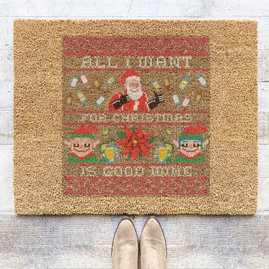 All i want for christmas is good red wine Coir Doormats