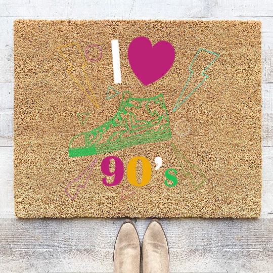 1990's 90s I Heart Nineties I Love the 90's Old Coir Doormats