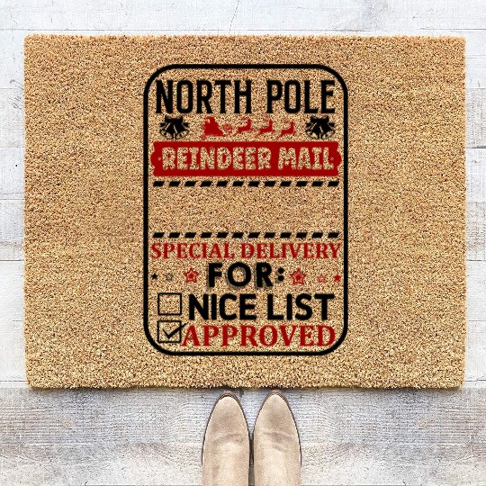 North Pole Reindeer Mail Coir Doormats