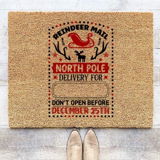 Reindeer Mail North Pole Delivery Coir Doormats