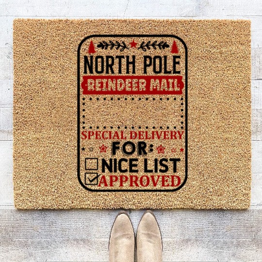 North Pole Reindeer Mail Coir Doormats