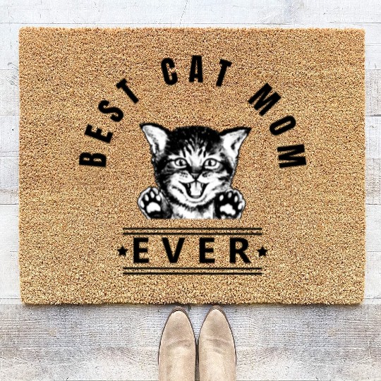 Best Cat Mom Ever Happy Kitten Coir Doormats