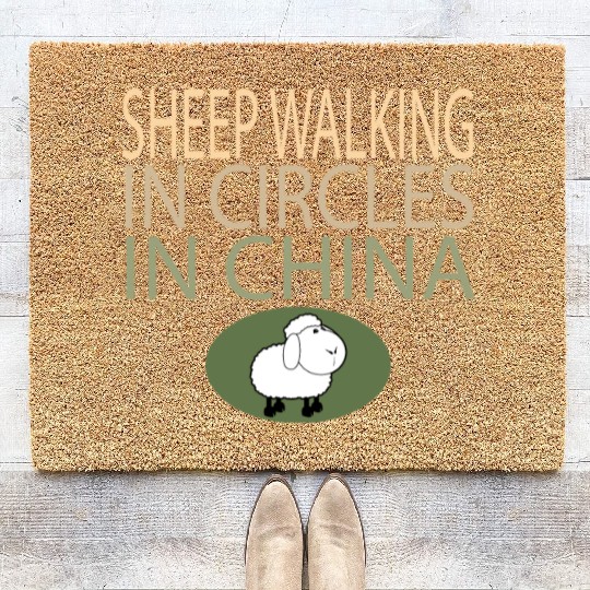 SHEEP WALKING IN CIRCLES IN CHINA Coir Doormats