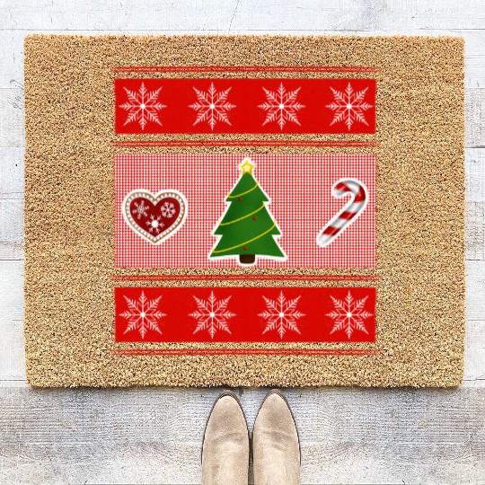 Christmas trilogy - red Christmas Coir Doormats