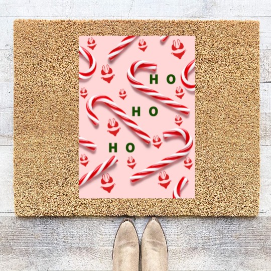Funny Christmas Candy Canes Coir Doormats